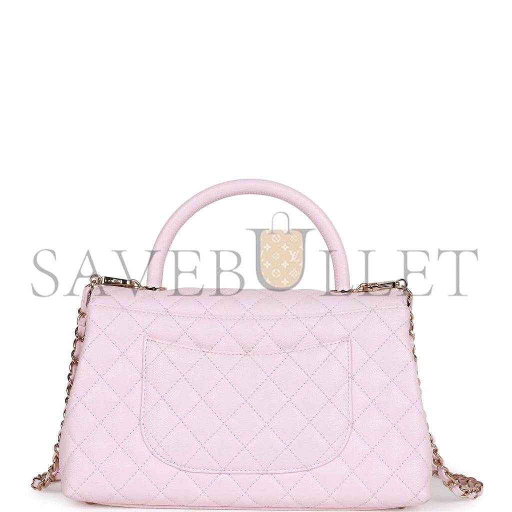 Ch*el medium coco handle flap bag light pink caviar light gold hardware (29*18*11cm)
