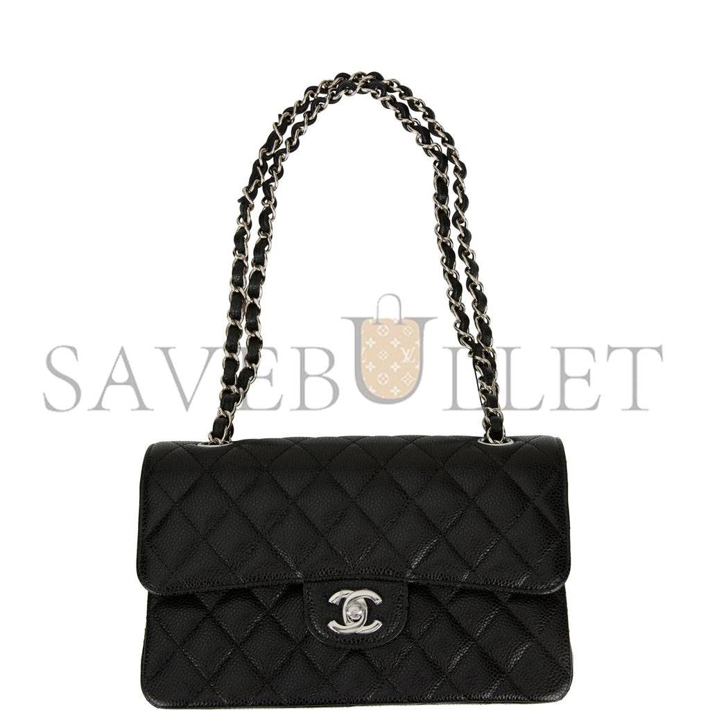 Ch*el small classic double flap black caviar silver hardware (23*13*6cm)