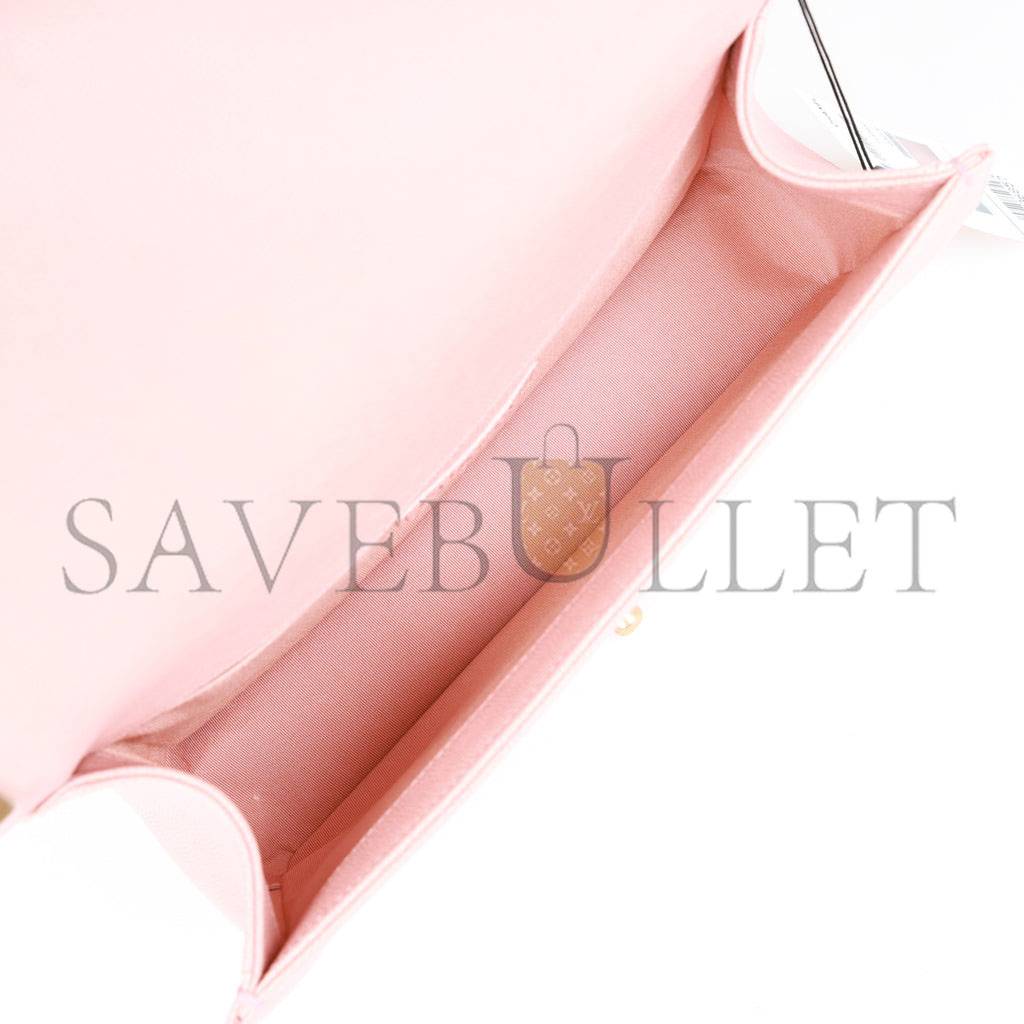 Ch*el medium boy bag pink caviar antique gold hardware (25*15*9cm)