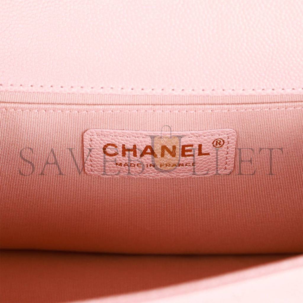 Ch*el medium boy bag pink caviar antique gold hardware (25*15*9cm)
