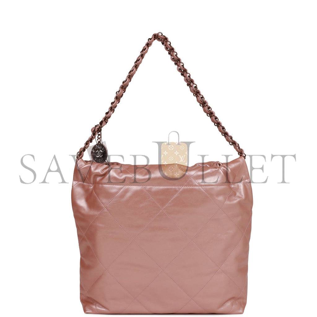 Ch*el small 22 bag copper calfskin rose gold hardware (37*35*7cm)