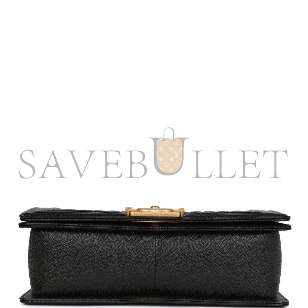 Ch*el medium boy bag black caviar antique gold hardware (25*15*9cm)