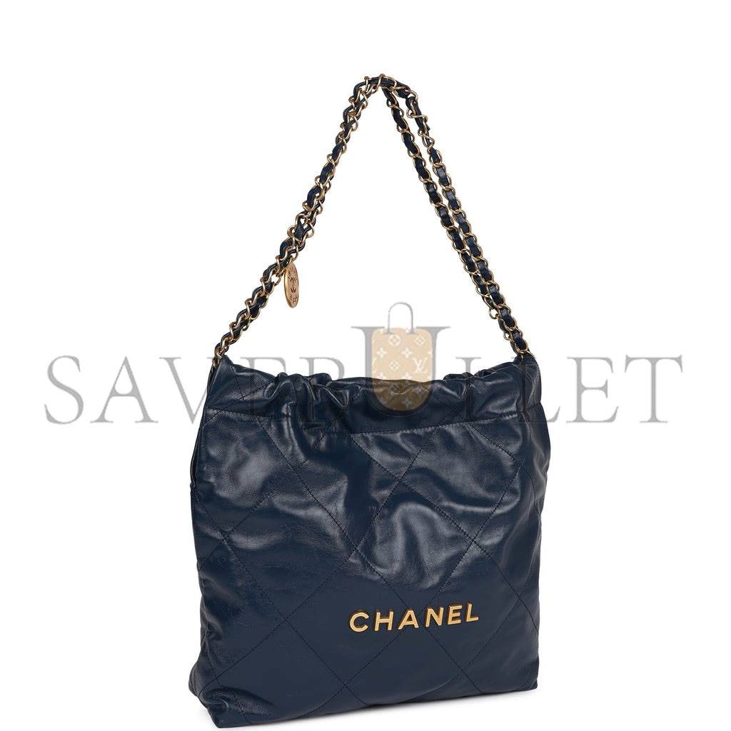 Ch*el large 22 bag navy lambskin antique gold hardware (46*45*10cm)