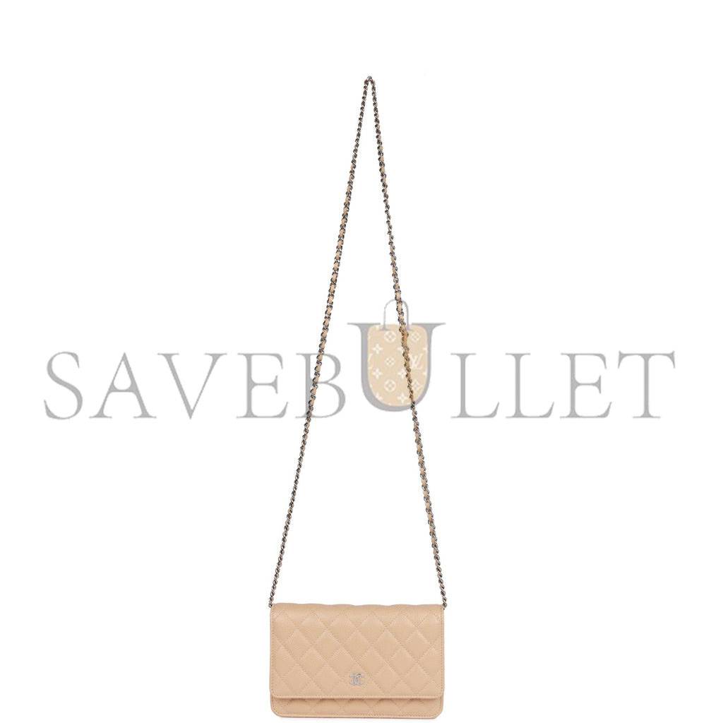 Ch*el wallet on chain woc beige caviar silver hardware (19*12*4cm)