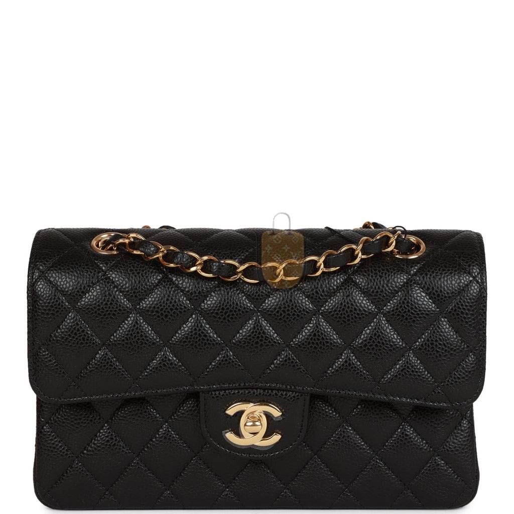 Ch*el small classic double flap black caviar gold hardware (23*13*6cm)
