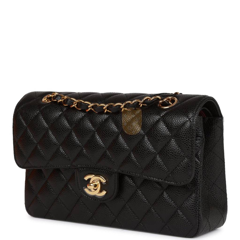 Ch*el small classic double flap black caviar gold hardware (23*13*6cm)