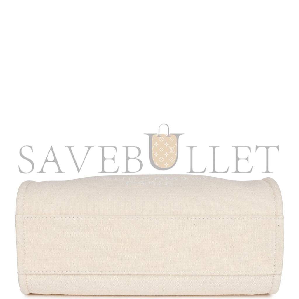 Ch*el large deauville shopping bag white boucle light gold hardware (41*28*15cm)