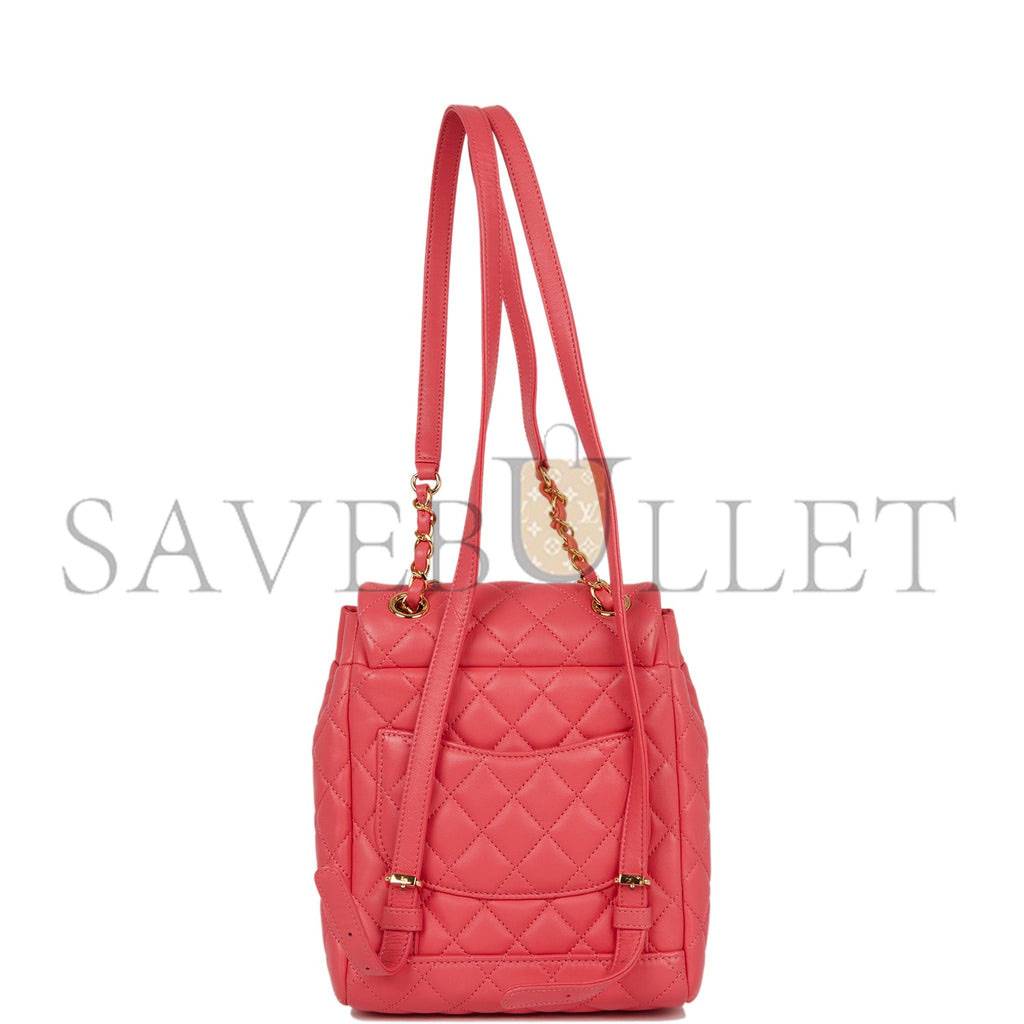 Ch*el mini urban spirit backpack rose lambskin gold hardware (22*17*8cm)