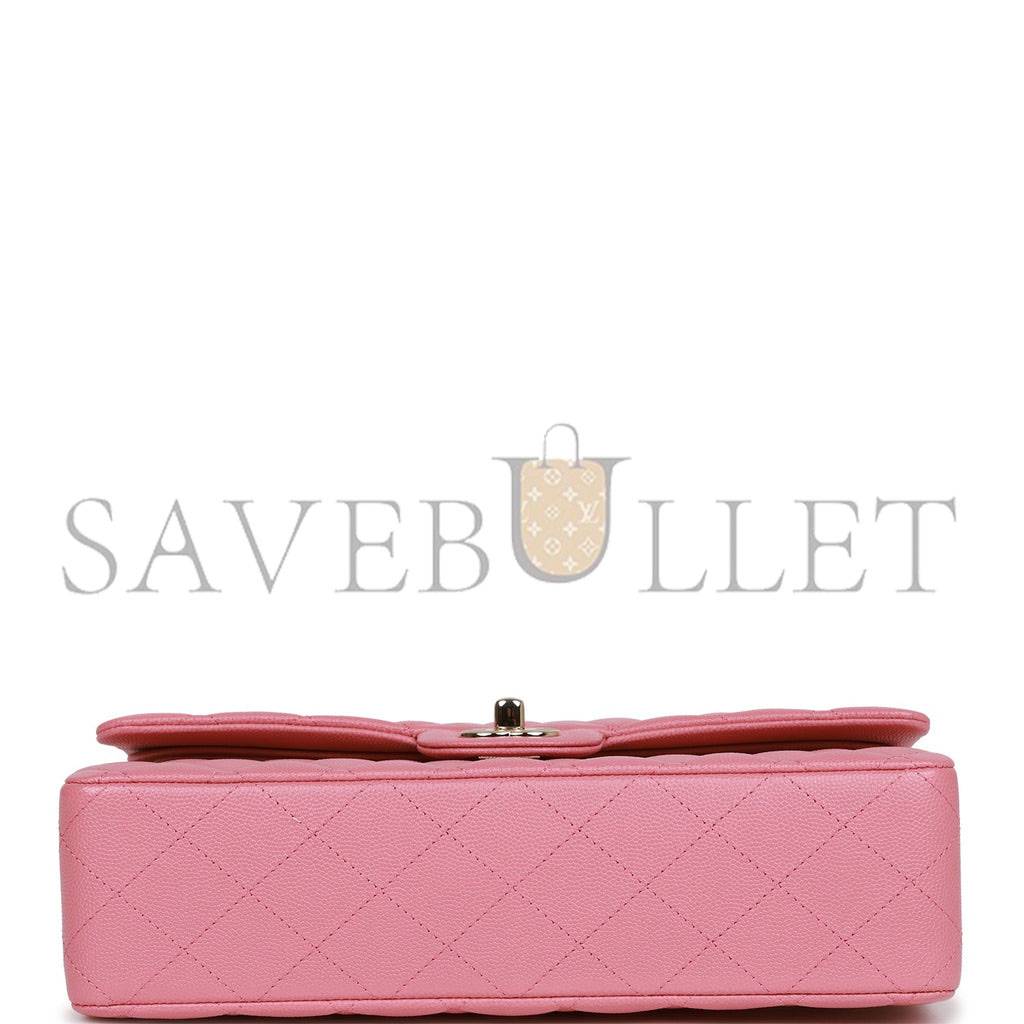 Ch*el medium classic double flap bag dark pink caviar light gold hardware (25*15*7cm)