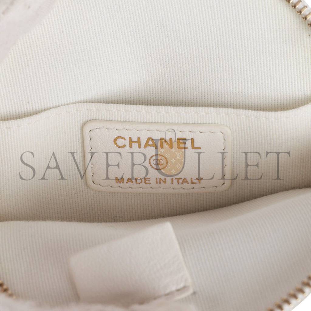 Ch*el camellia clutch with chain white lambskin light gold hardware (13*13*5cm)