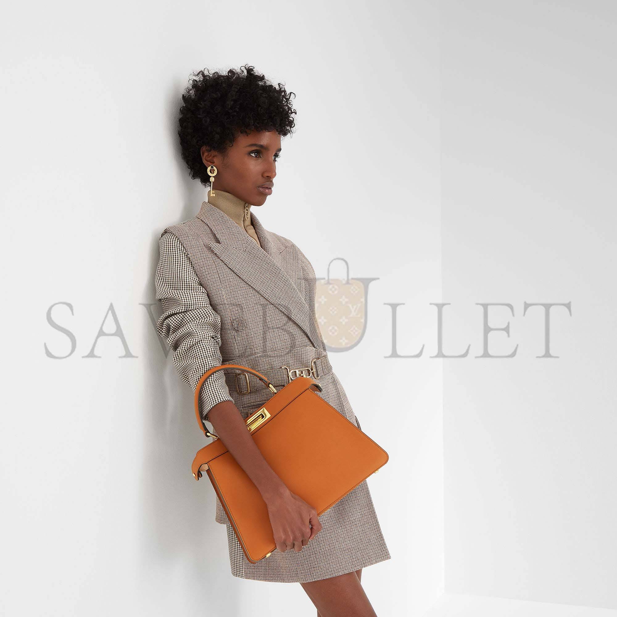 F**di peekaboo iseeu medium - brown leather bag 8bn321a6v3f1d48 (33.5*25.5*13cm)