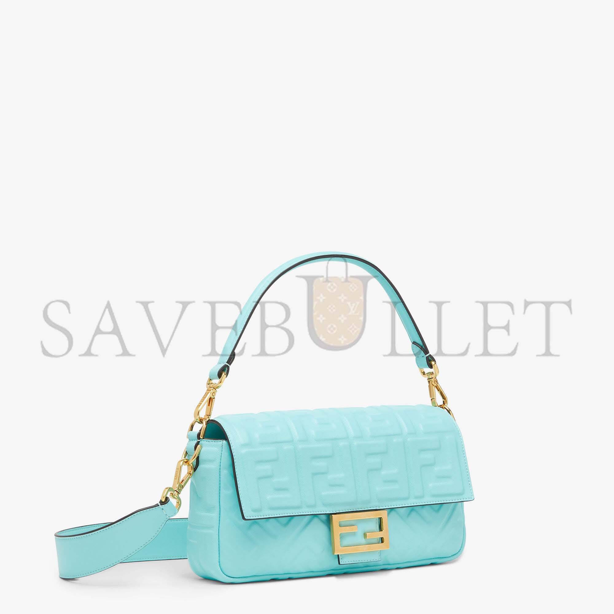 F**di baguette - turquoise nappa leather bag 8br600a72vf1jty (27*15*6cm)