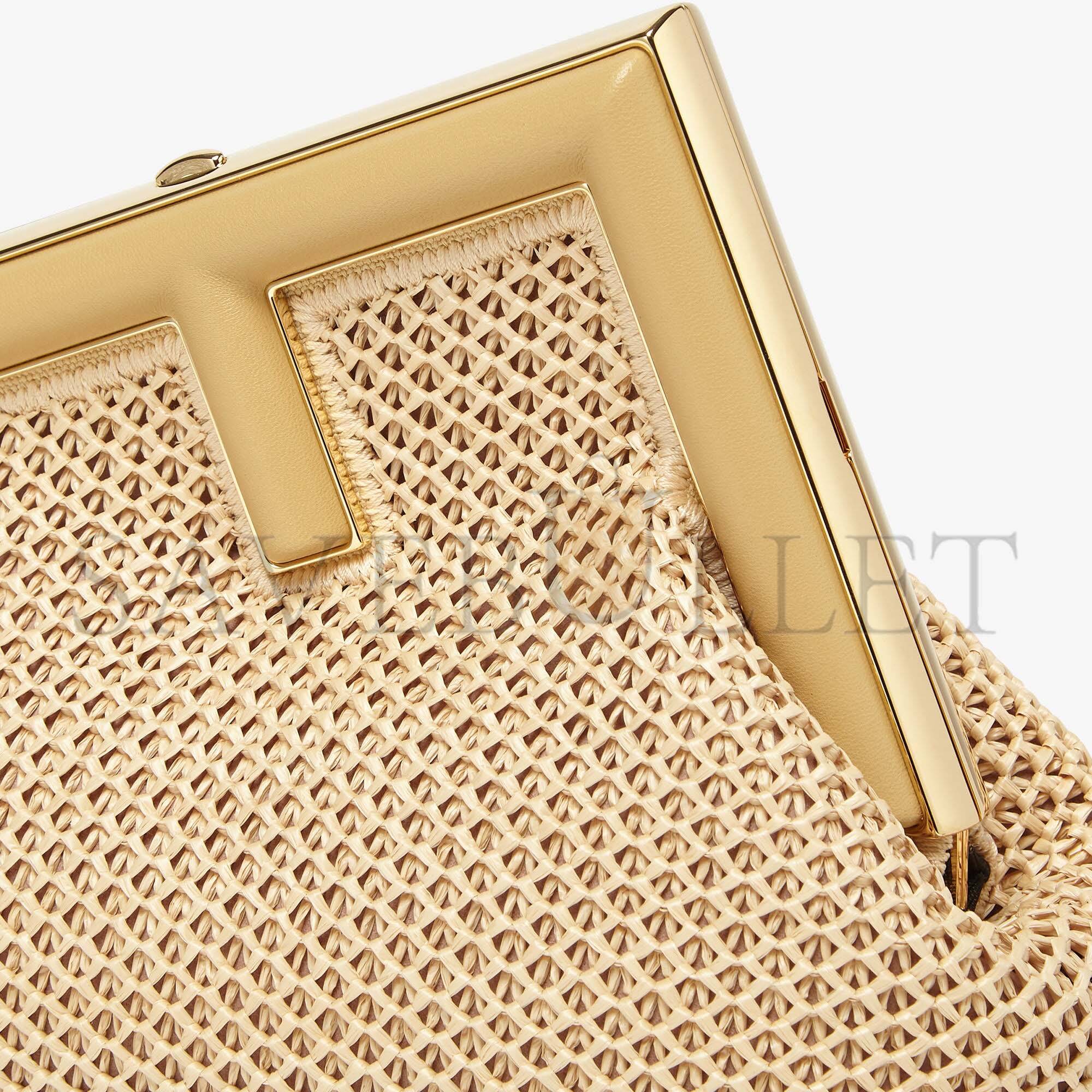 F**di first small - beige raffia macrame bag 8bp129al9af1eeb (23*18*9.5cm)