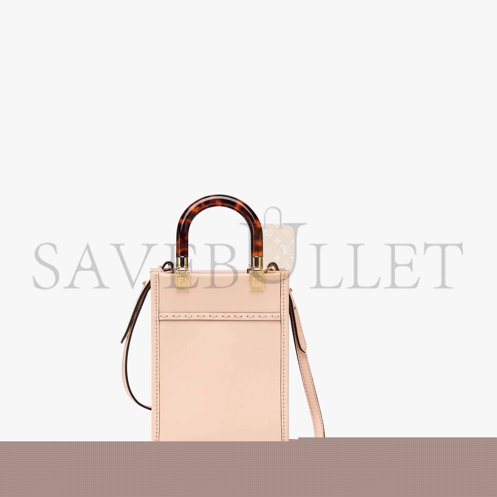 F**di mini sunshine shopper - pale pink leather mini bag 8bs051abvlf1hdg (18*13*6.5cm)