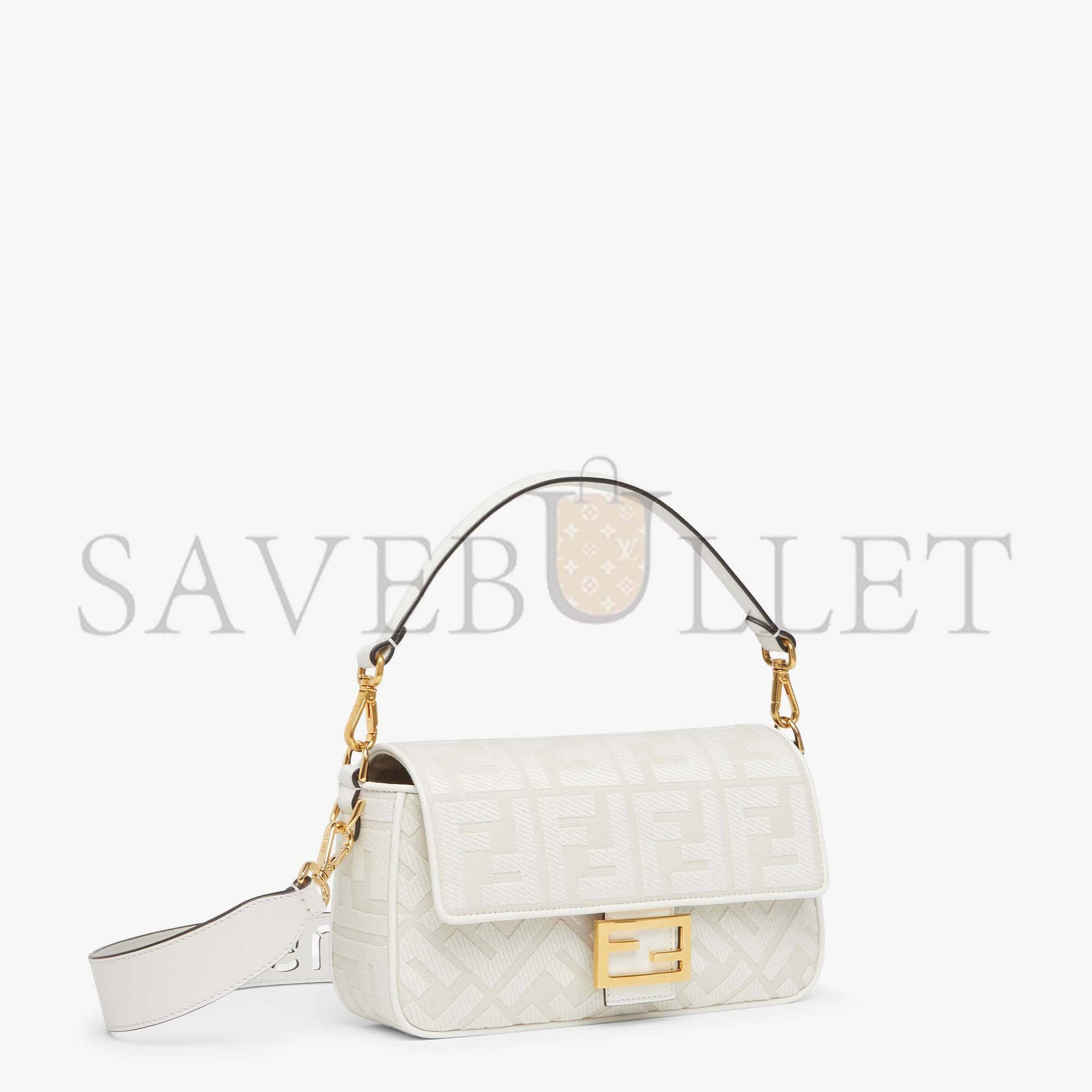 F**di baguette - white ff canvas bag 8br600amcdf1cfk (27*15*6cm)
