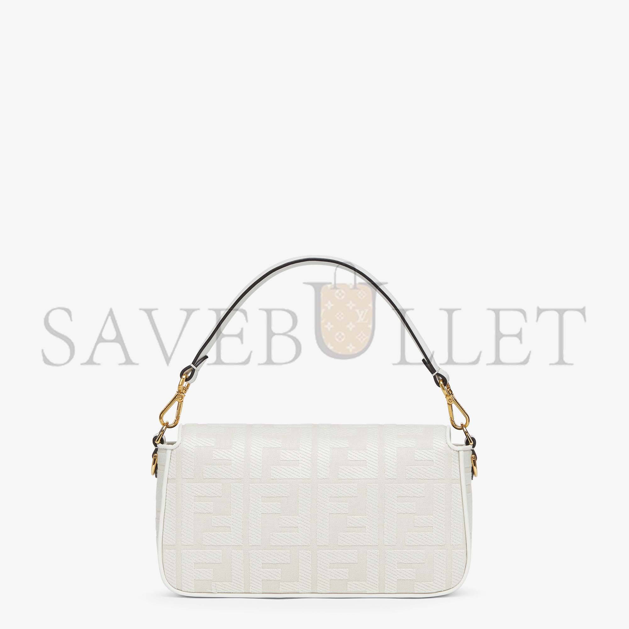 F**di baguette - white ff canvas bag 8br600amcdf1cfk (27*15*6cm)