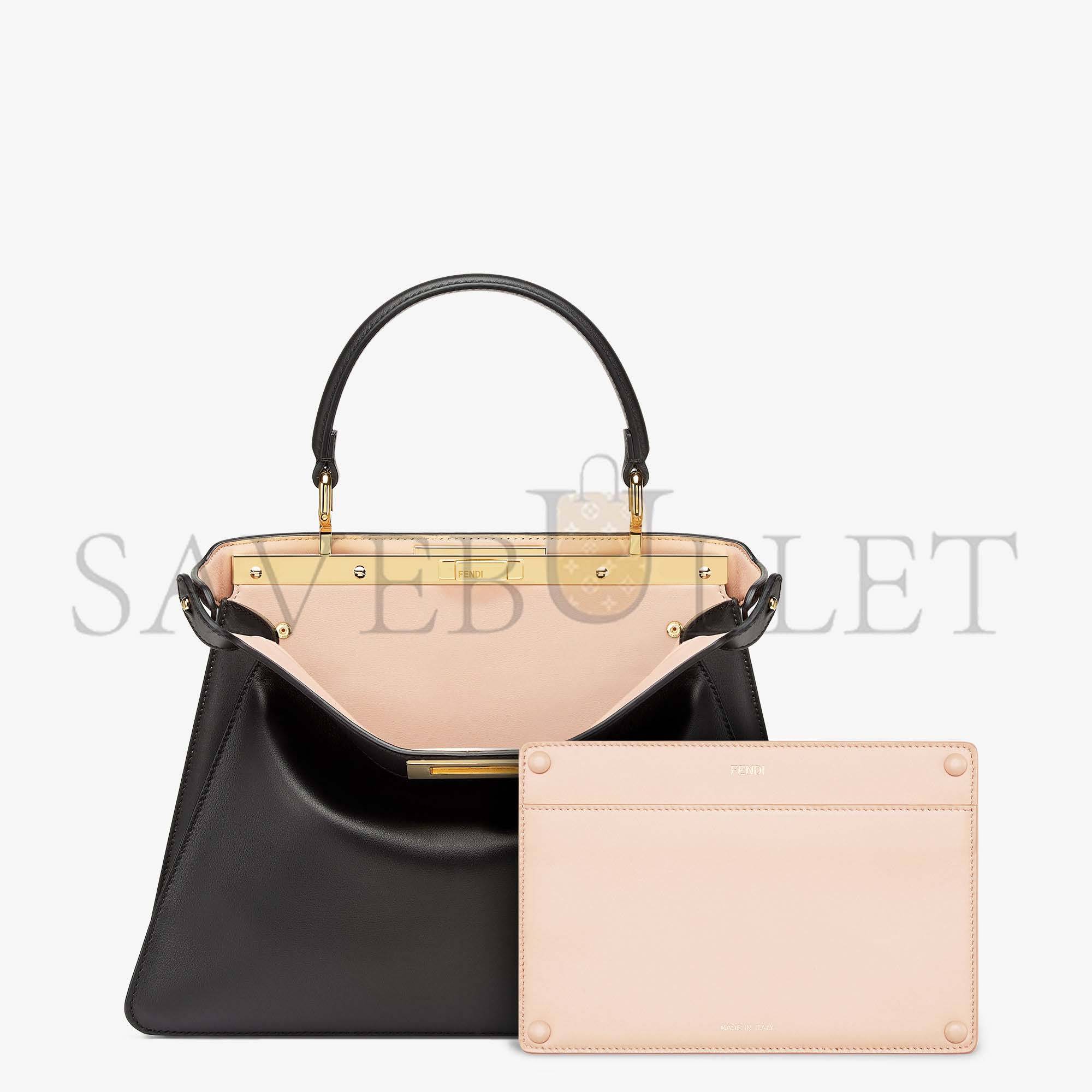 F**di peekaboo iseeu medium - rose black leather bag 8bn321a6v3f1cjz (33.5*25.5*13cm)