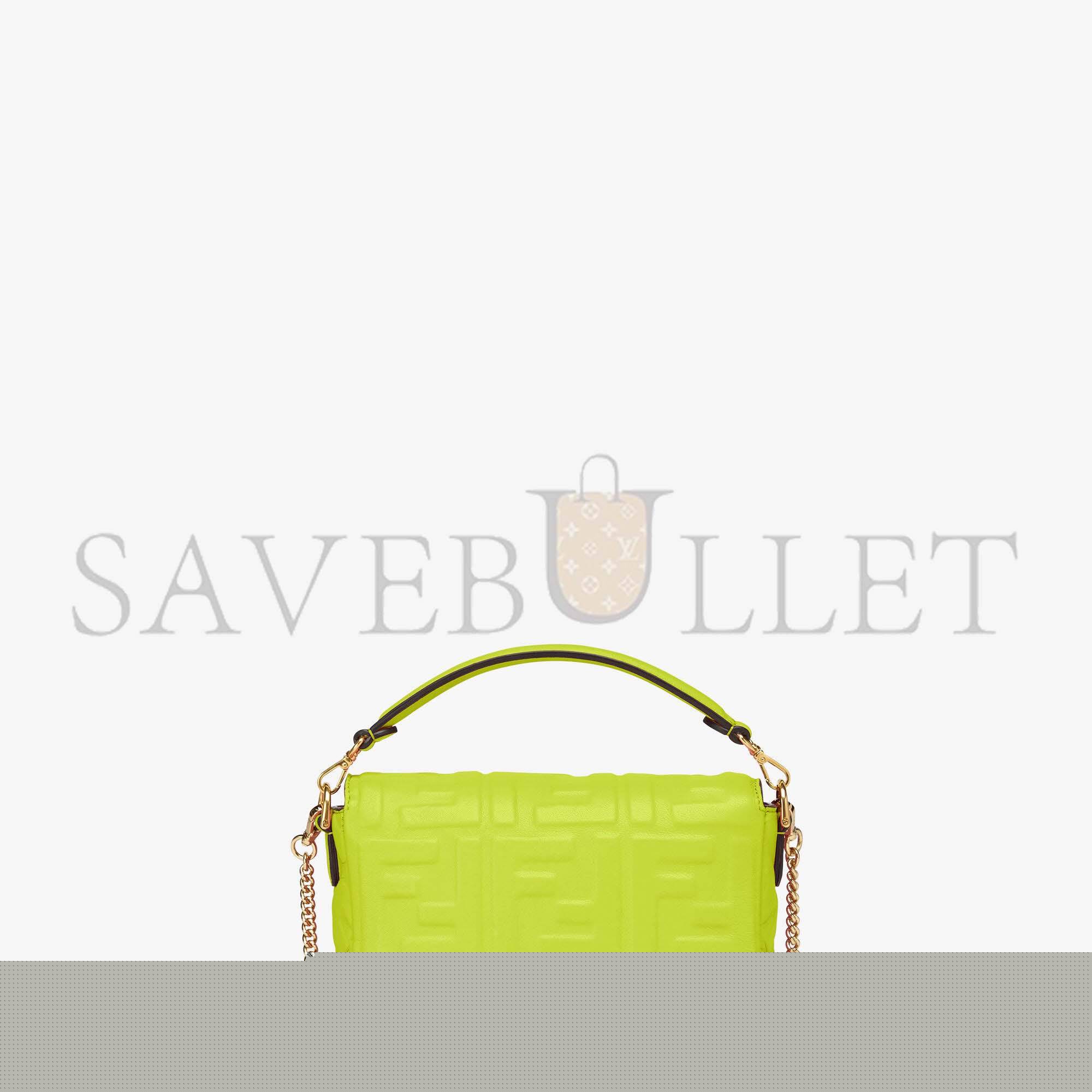 F**di baguette mini - acid green nappa leather bag 8bs017a72vf1jcm (19*11.5*4cm)