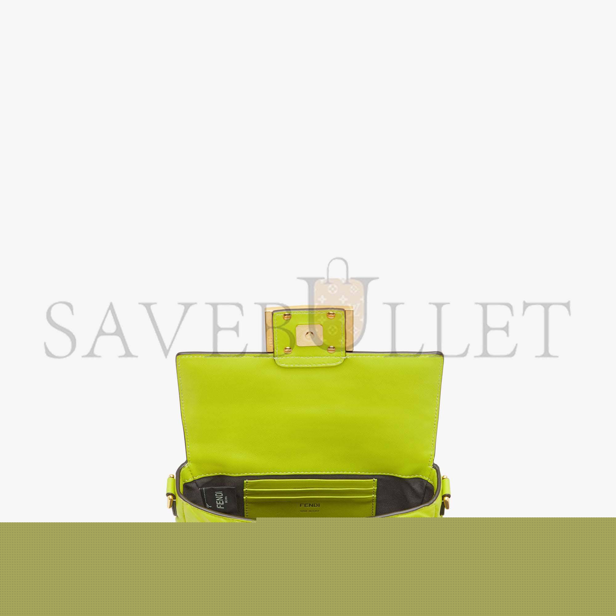 F**di baguette mini - acid green nappa leather bag 8bs017a72vf1jcm (19*11.5*4cm)