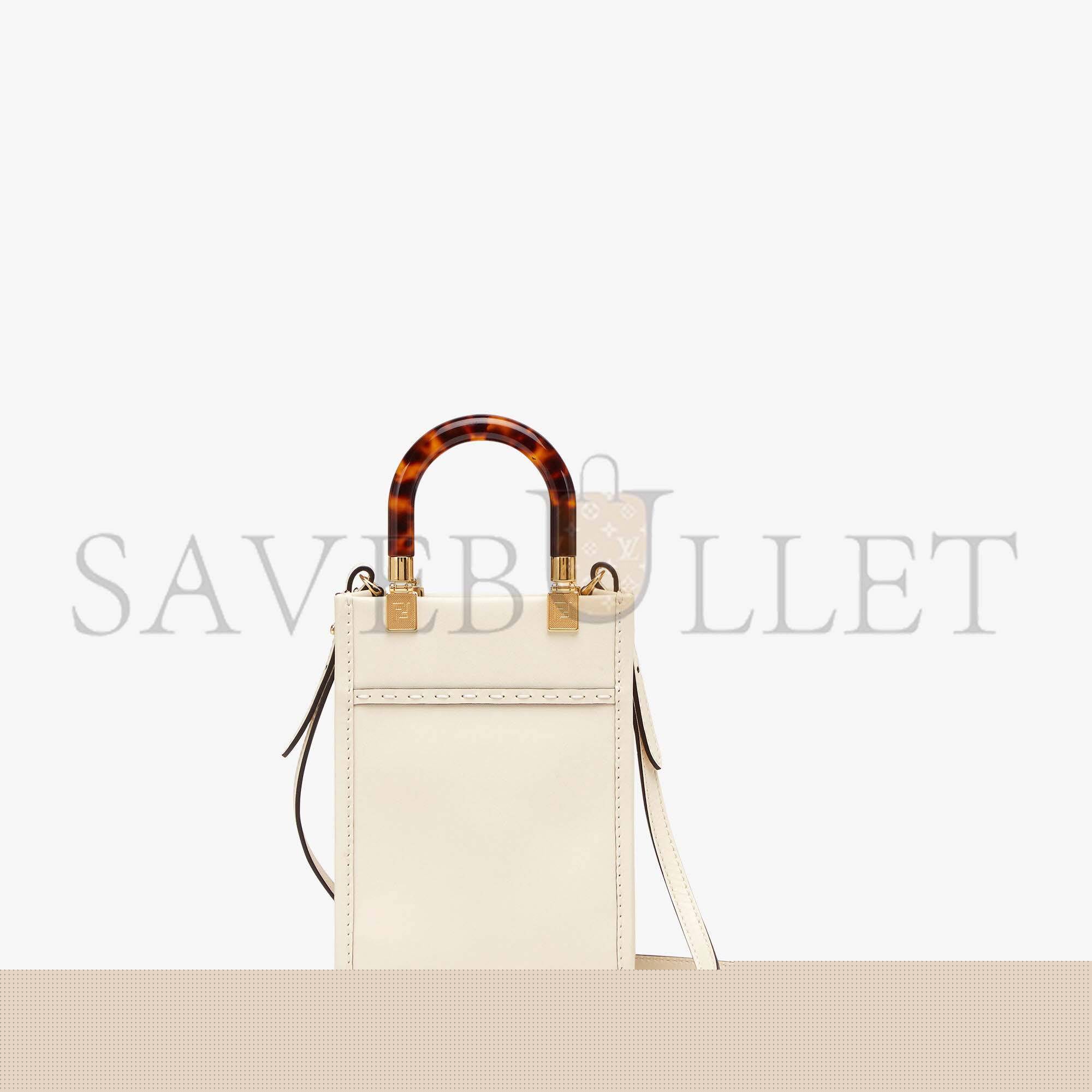 F**di mini sunshine shopper - white leather mini-bag 8bs051abvlf0k7e (18*13*6.5cm)