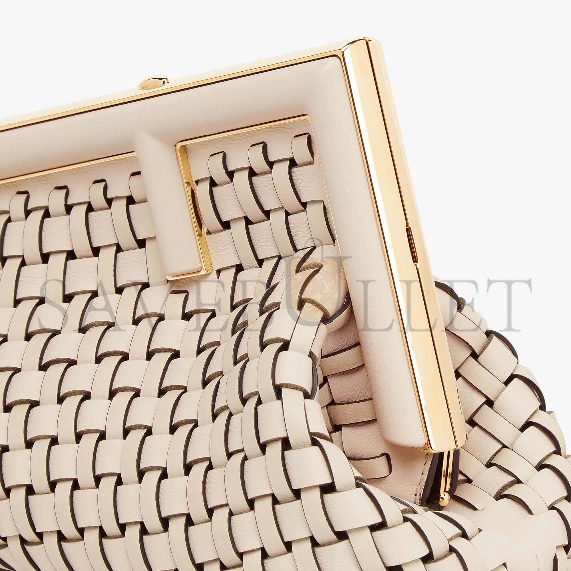 F**di first small - beige braided leather bag 8bp129aloxf19pn (26*18*9.5cm)