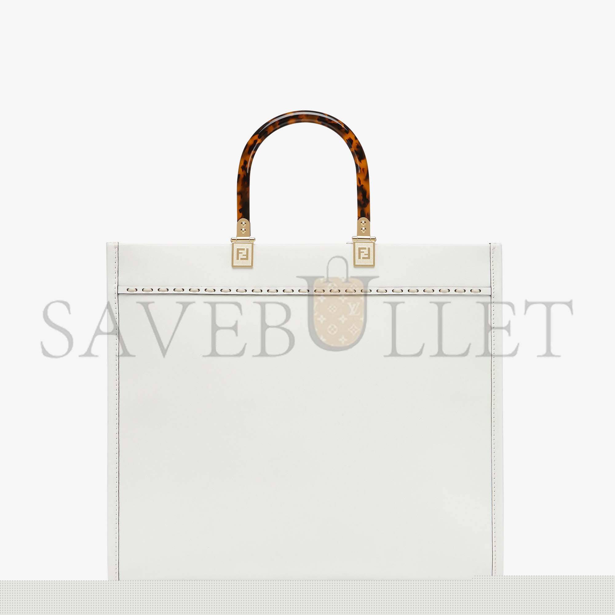 F**di sunshine medium - white leather and elaphe shopper 8bh386ahn5f1ju5 (35*31*17cm)