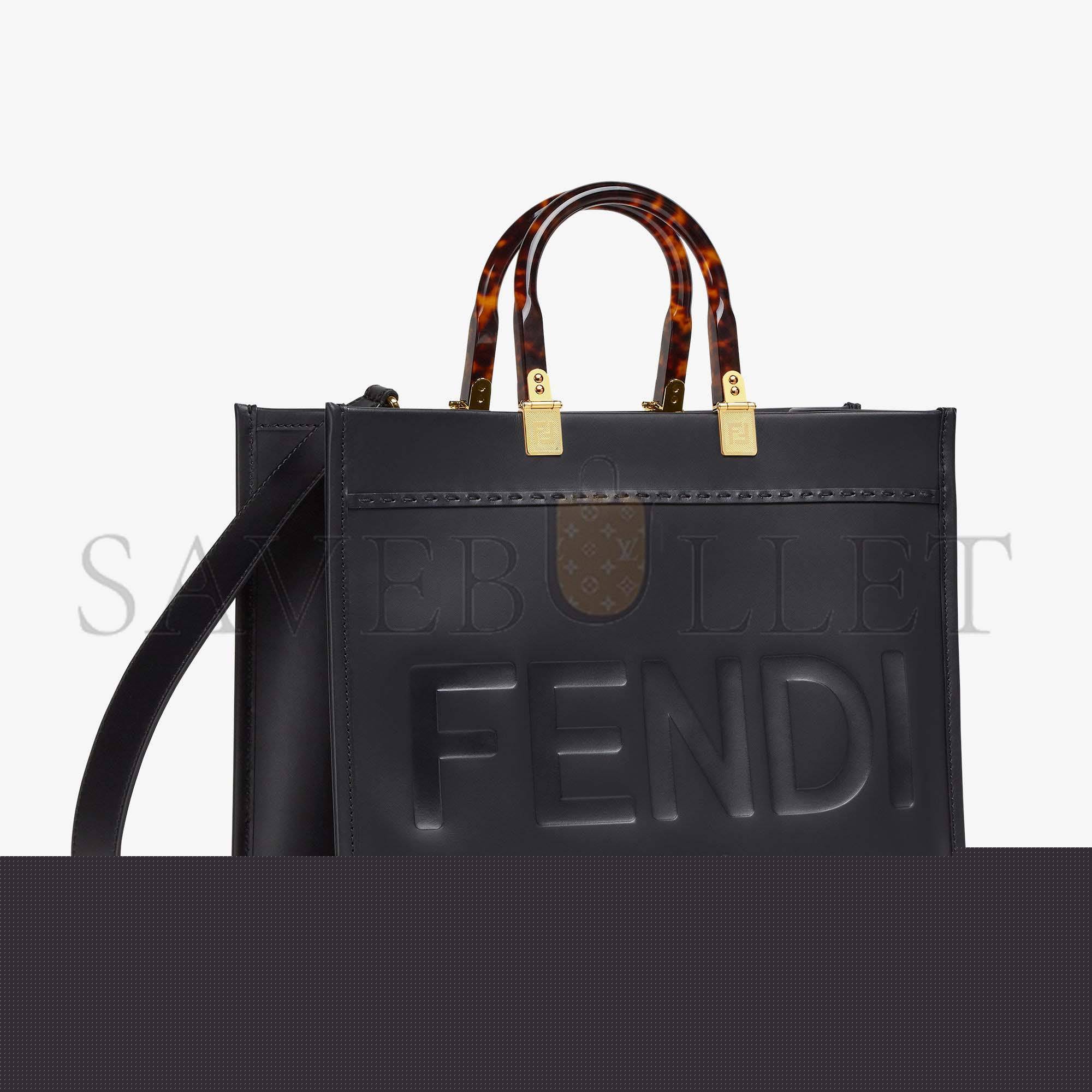 F**di sunshine medium - black leather shopper 8bh386abvlf0kur (35*31*17cm)