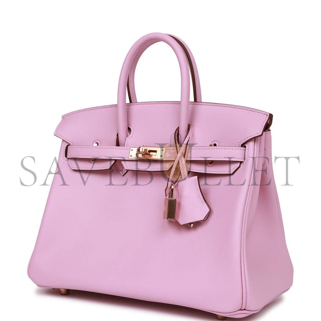 H**mes birkin 25 mauve sylvestre swift rose gold hardware handmade (25cm)