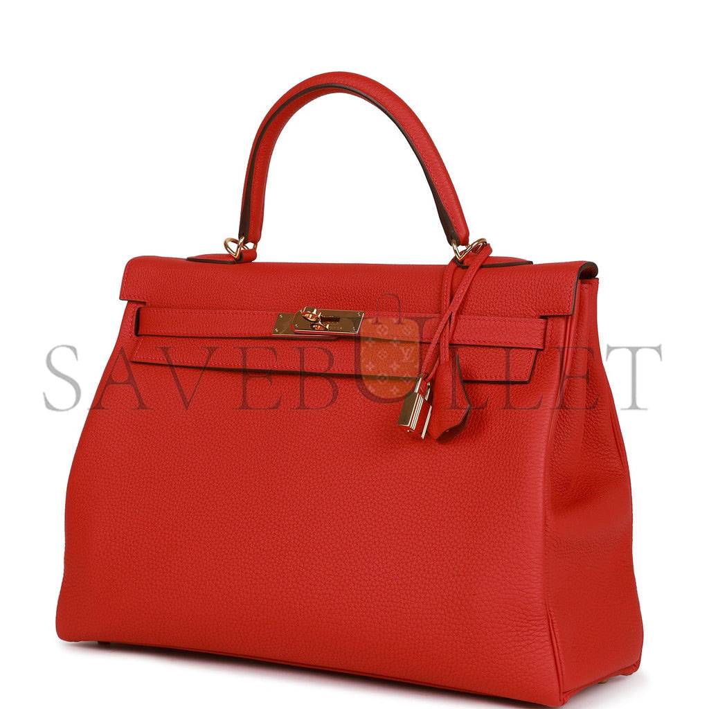 H**mes kelly retourne 35 geranium togo gold hardware(35*24*12cm)