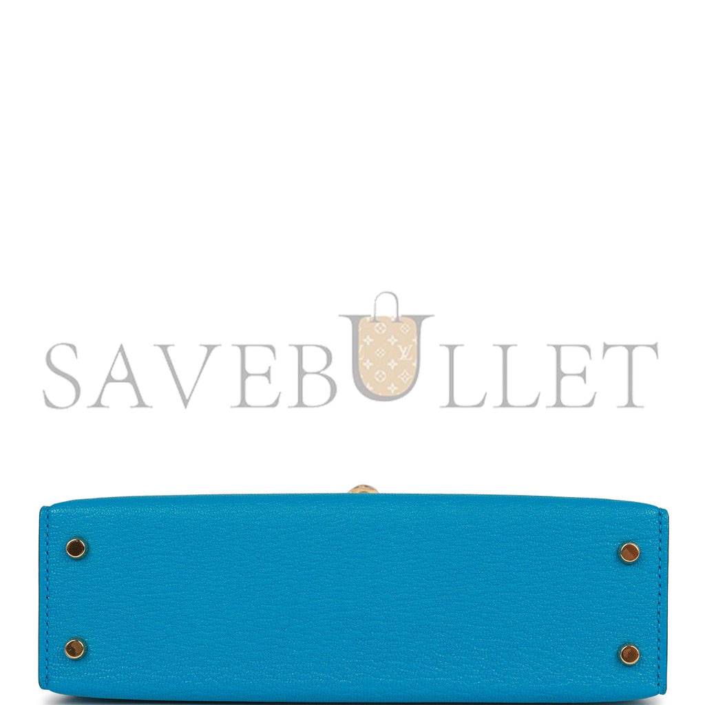 H**mes mini kelly sellier 20 bleu frida chevre gold hardware (19*12*5.5cm)