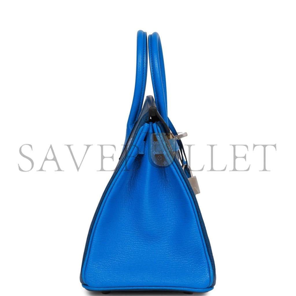 H**mes special order (hss) birkin 25 bleu hydra and bleu saphir chÈvre brushed palladium hardware handmade (25cm)