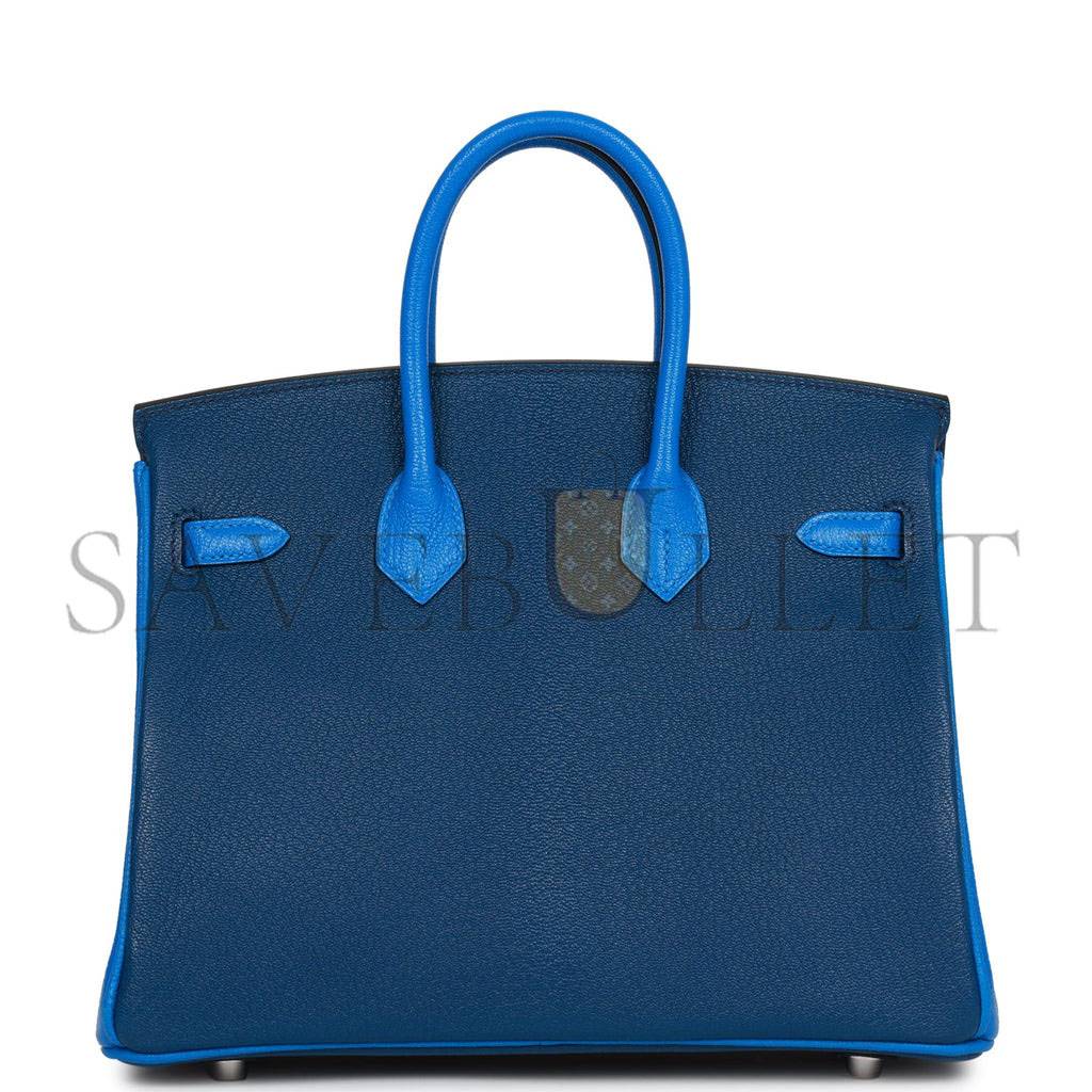 H**mes special order (hss) birkin 25 bleu hydra and bleu saphir chÈvre brushed palladium hardware handmade (25cm)
