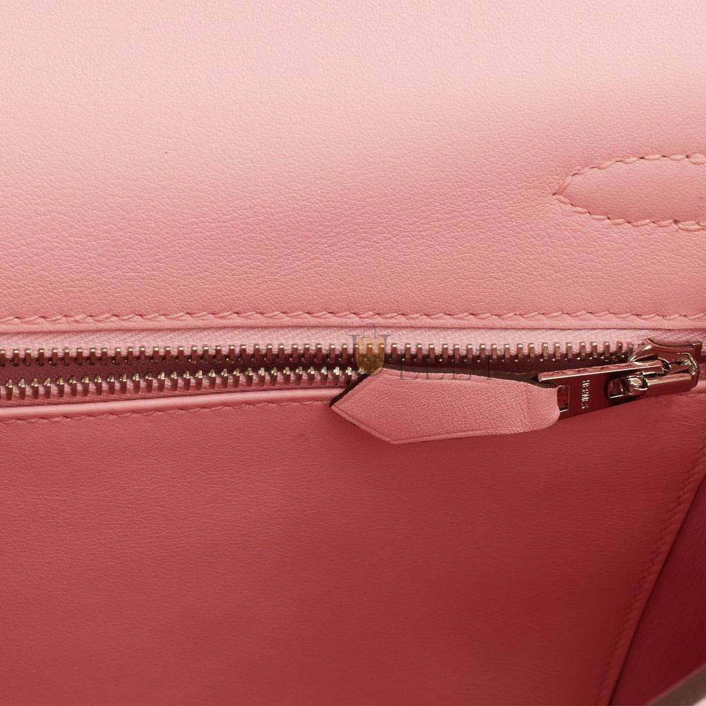 H**mes kelly retourne 25 rose sakura swift palladium hardware handmade (25*17*7cm)