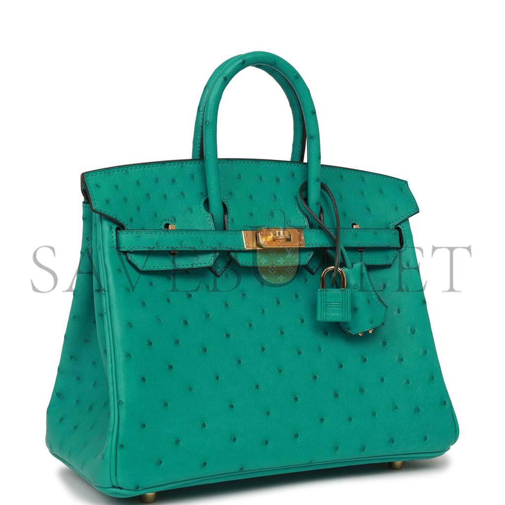 H**mes birkin 25 vert verone ostrich gold hardware handmade (25cm)