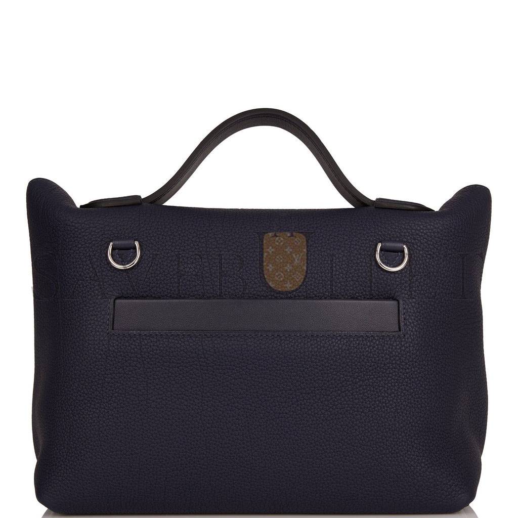 H**mes 2424 bag 29 bleu nuit alligator and togo touch palladium hardware (29*24*15cm)