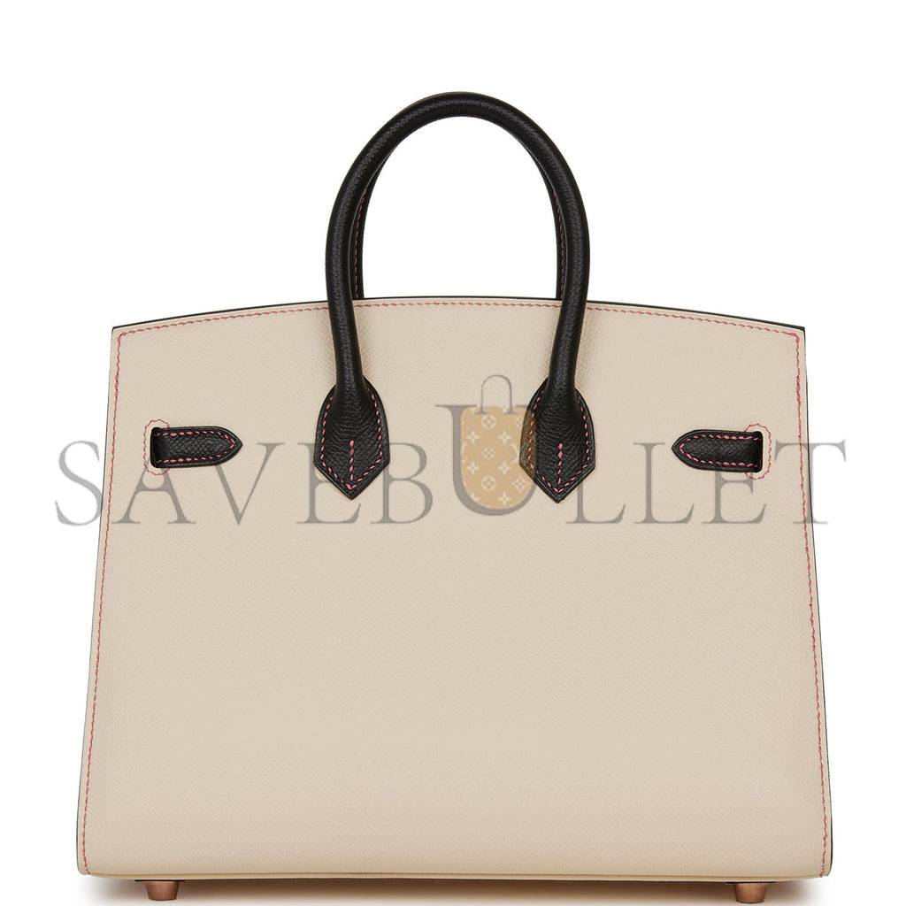 H**mes special order (hss) birkin sellier 25 nata and black epsom rose gold hardware (25cm)