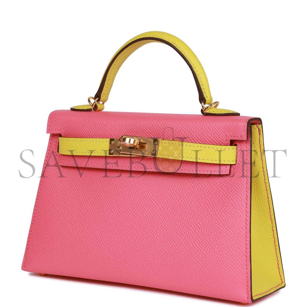 H**mes special order (hss) kelly mini sellier 20 rose azalee and lime epsom gold hardware (19*12*5.5cm)