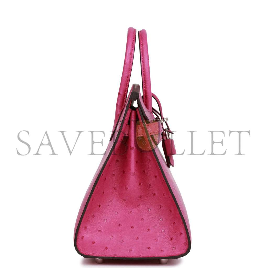 H**mes birkin sellier 25 rose pourpre ostrich palladium hardware handmade (25cm)