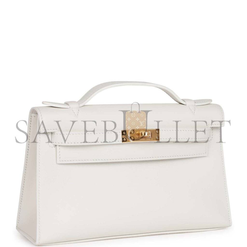 H**mes mini kelly pochette white swift gold hardware (22*14*7cm)