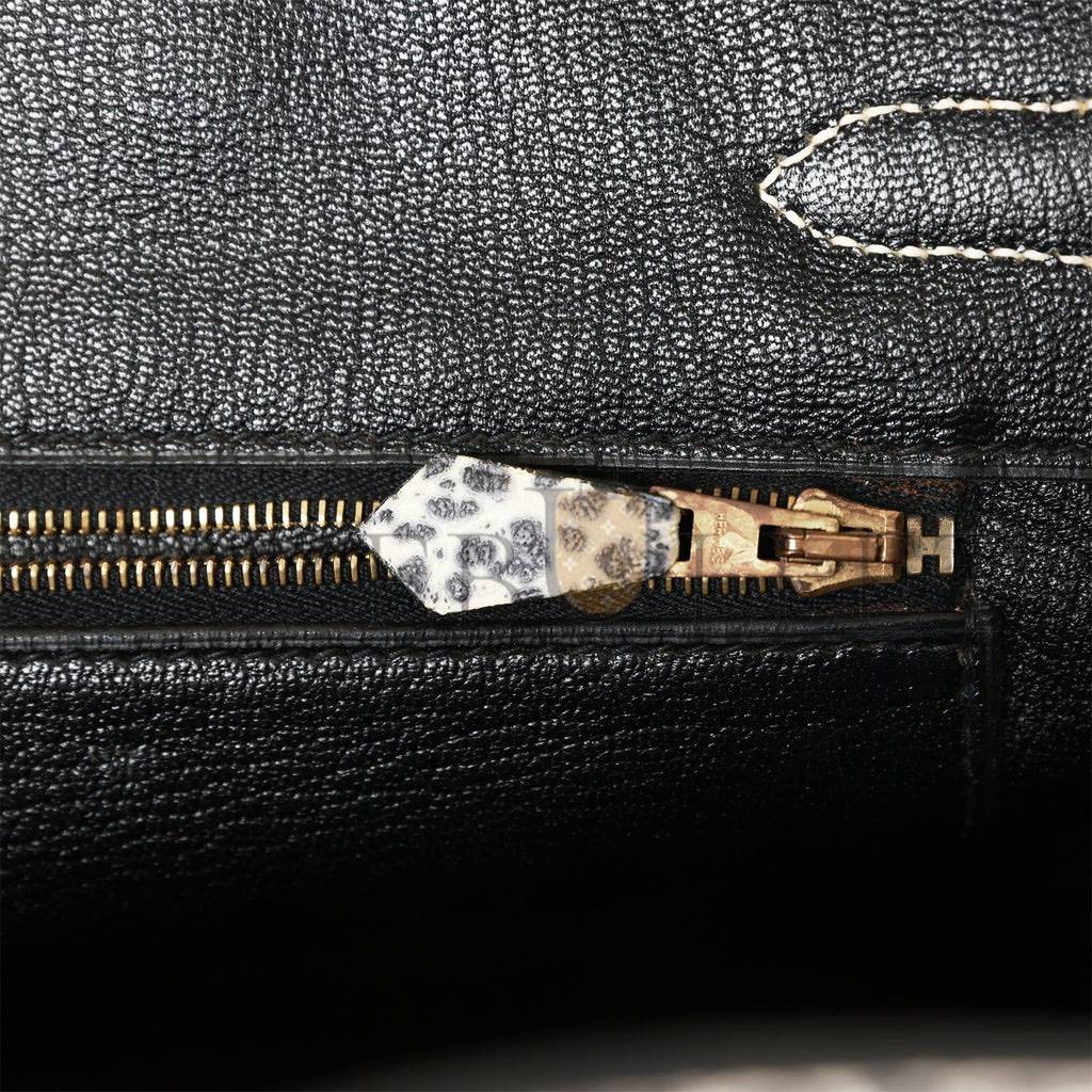 H**mes vintage H**mes birkin 30 white dalmatian buffalo gold hardware (30*22*16cm)