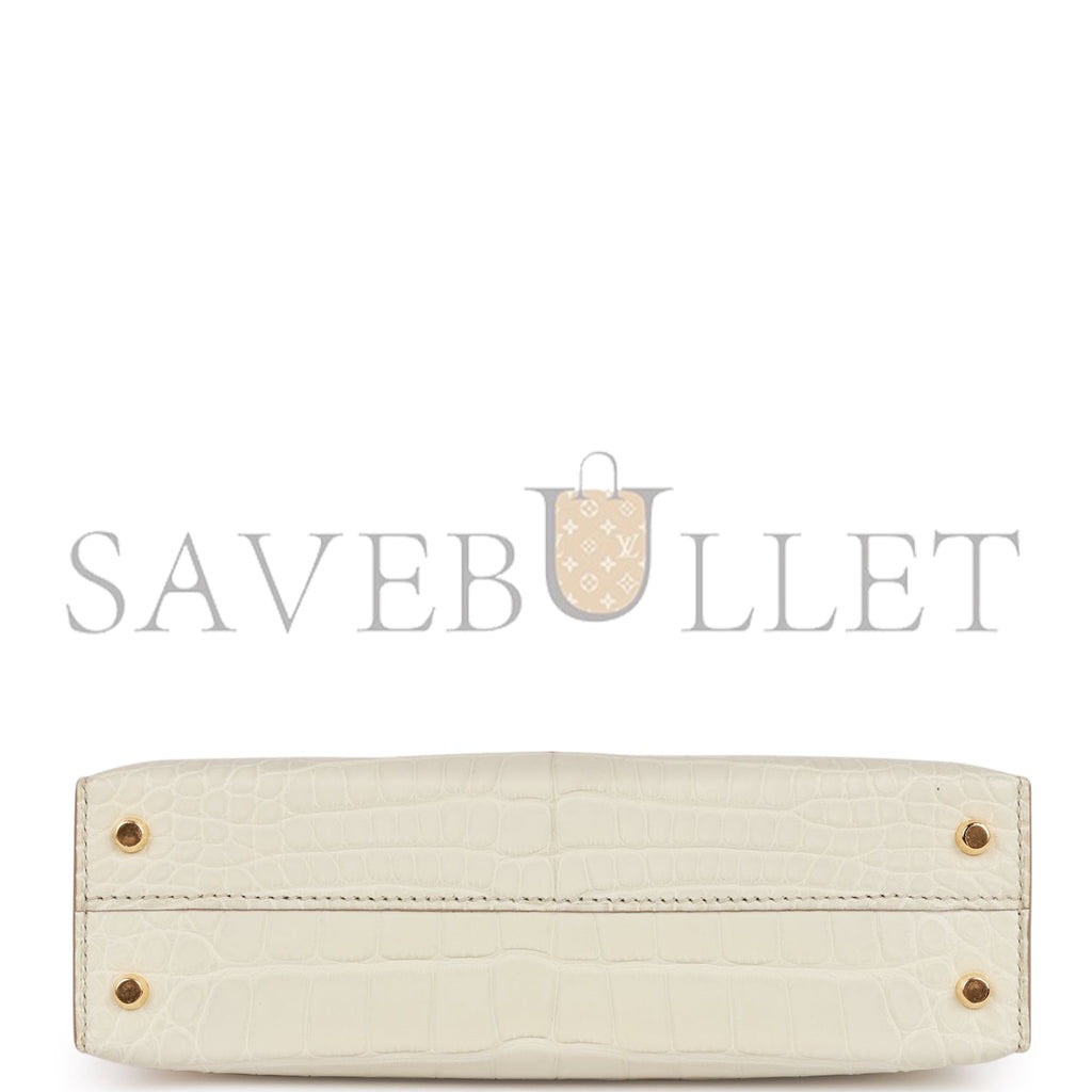 H**mes mini kelly sellier 20cm beton matte alligator gold hardware (19*12*5.5cm)