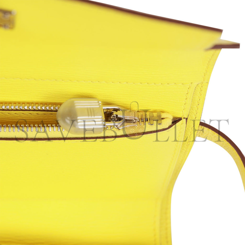 H**mes medium kelly depliant wallet jaune citron ostrich palladium hardware (15*10*3cm)