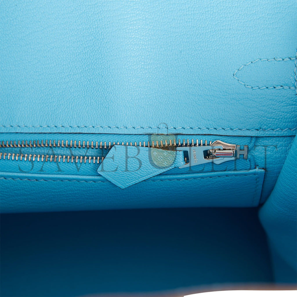 H**mes special order (hss) birkin 25 gris perle and bleu du nord chÈvre brushed palladium hardware handmade (25cm)