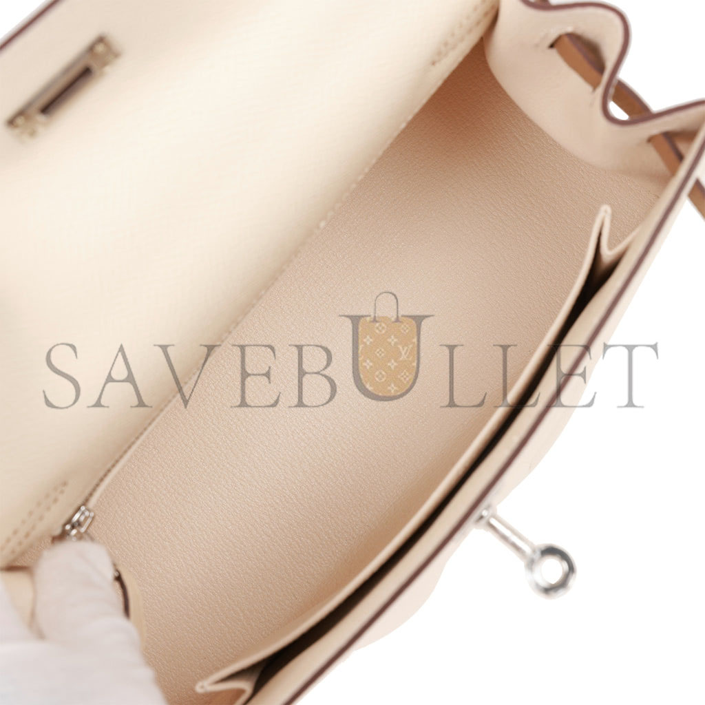 H**mes kelly sellier 25 tri-color nata, chai and gris meyer epsom palladium hardware (25*17*7cm)