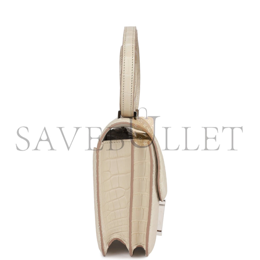 H**mes constance 18 beton matte alligator palladium hardware (18cm)