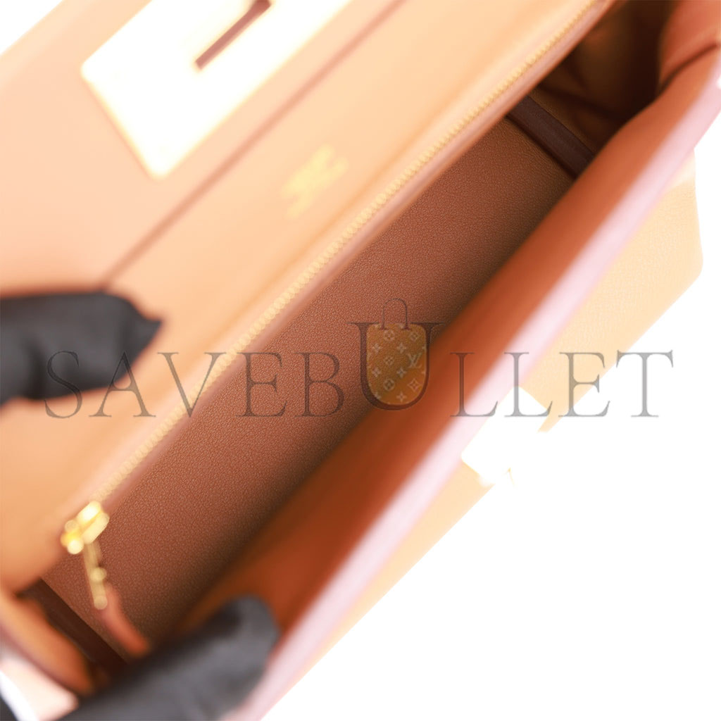 H**mes mini 2424 bag gold evercolor and swift gold hardware (23*16*11cm)