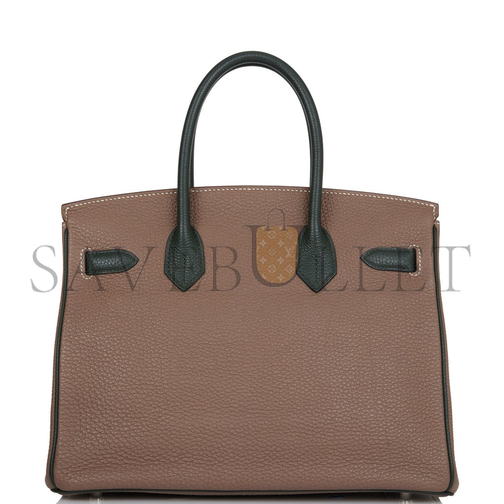 H**mes special order (hss) birkin 30 etoupe and vert fonce togo brushed palladium hardware ( 30cm*22*16cm)