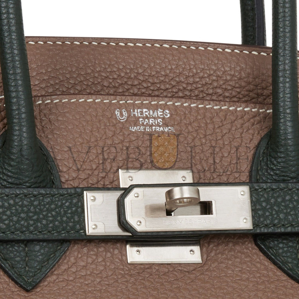 H**mes special order (hss) birkin 30 etoupe and vert fonce togo brushed palladium hardware ( 30cm*22*16cm)