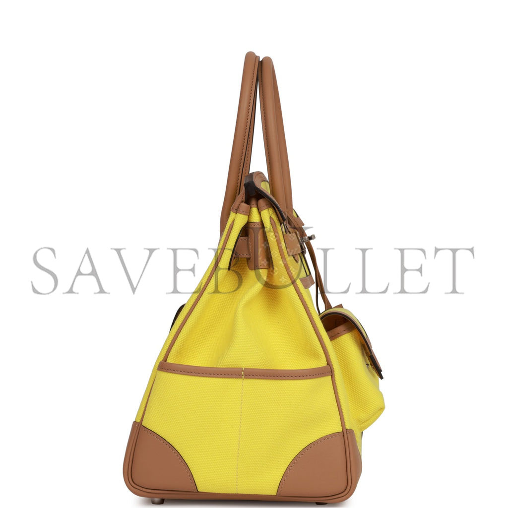 H**mes birkin cargo 35 jaune citron toile and chai swift palladium hardware 39728751083614 (35*28*18cm)