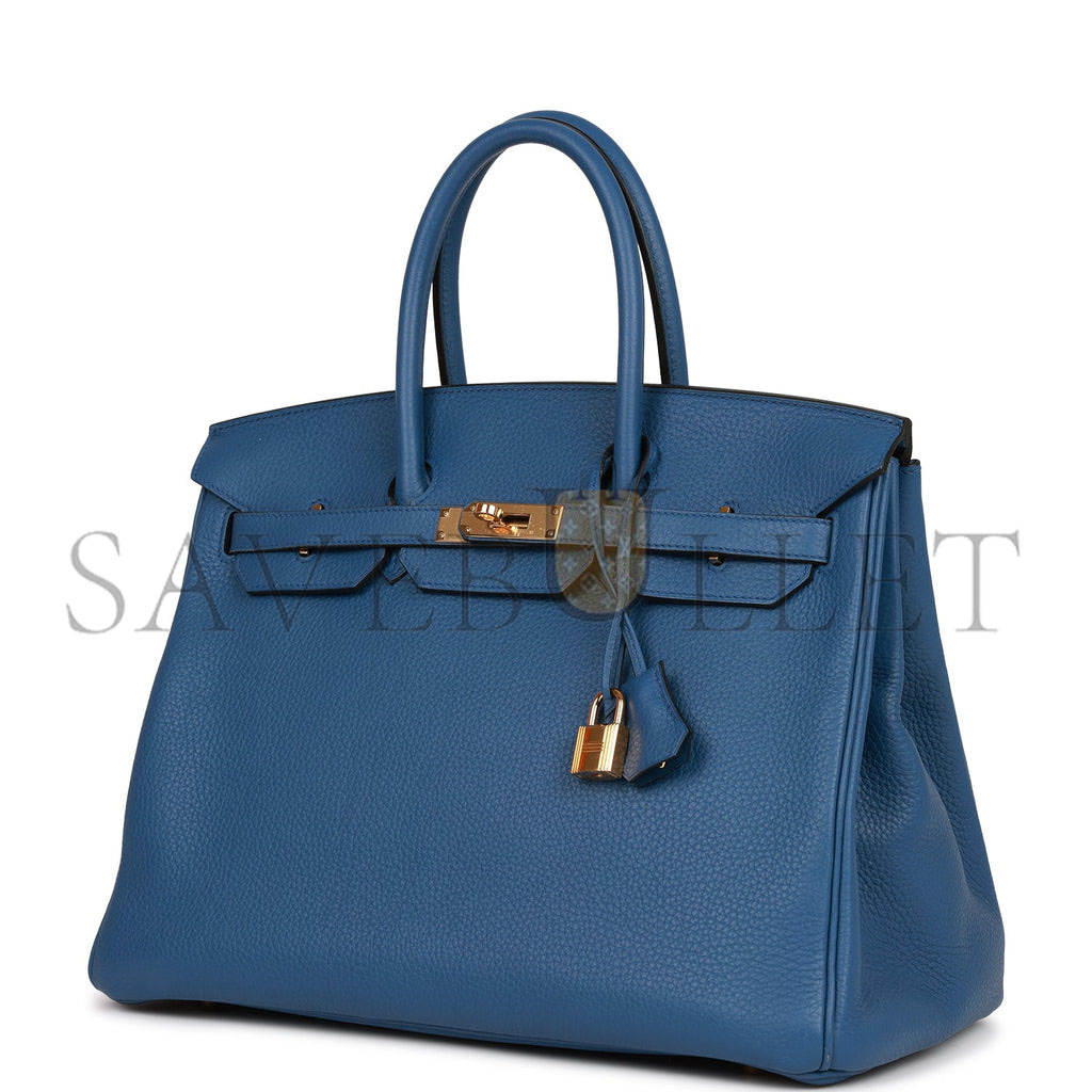 H**mes birkin 35 bleu agate togo gold hardware (35cm)